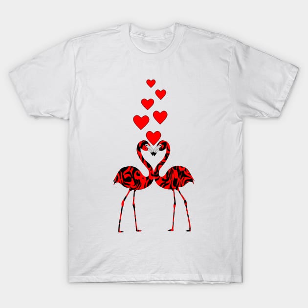 In Love Flamingos T-Shirt by SartorisArt1